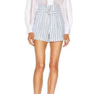 NWT Frame Striped Casual Linen Blend Paperbag Shorts